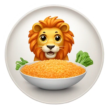 Orange Lion in a round shape eating risotto  sticker