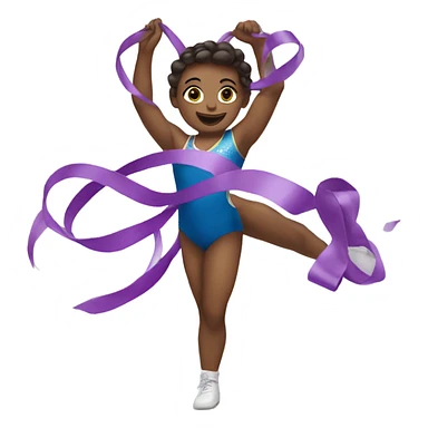 A gymnast holding a ribbon sticker