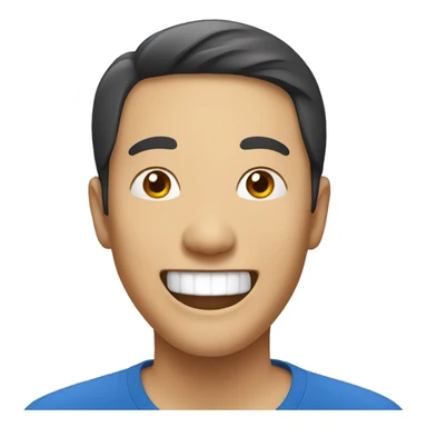 Asian man laughing, blue cloth  sticker