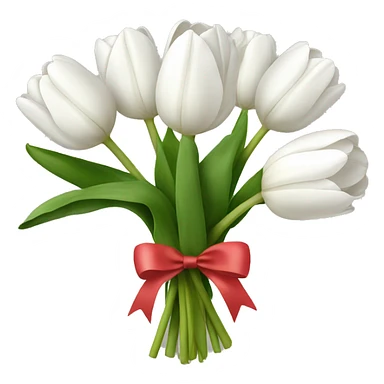 white tulip bouquet with a white bow holding the flowers together sticker