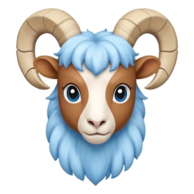 white ram with light blue horns, realistic sticker
