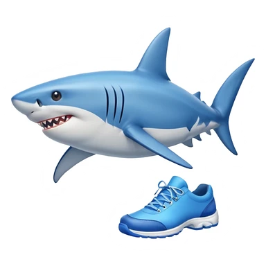 Shark with legs wearing blue shoes sticker