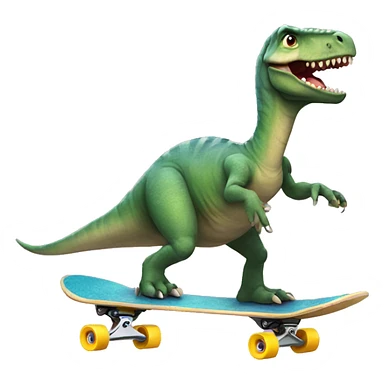 Dinosaur riding a skateboard with a tutu sticker