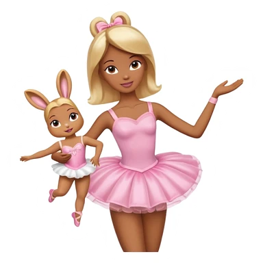 Brown skin blonde hair barbie ballerina holding bunny  sticker