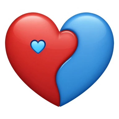 a heart made of the two colors red and blue sticker