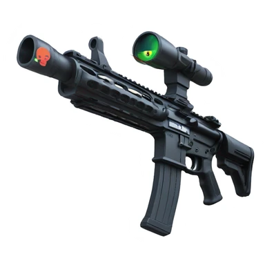 Modified Ar15 with laser scope and stick handle sticker