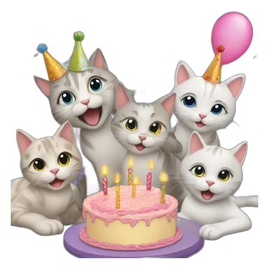 six cats birthday party sticker