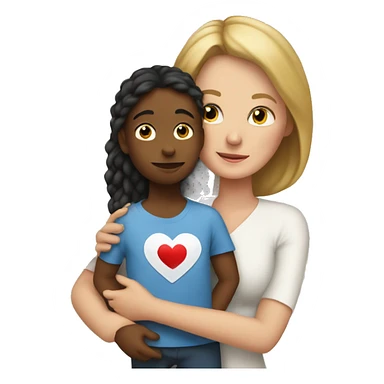 white mom taking care of child with heart sticker