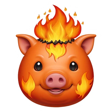 Pig in fire sticker