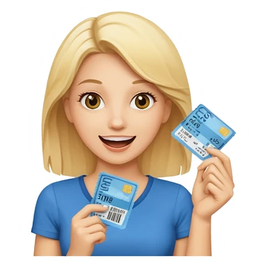excited blonde woman holding tickets sticker