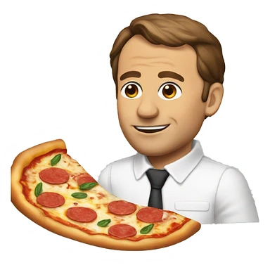 Macron mange pizza sticker