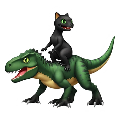 Black cat riding a Tyrannosaurus rex sticker