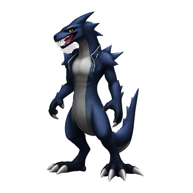 Black Cool Edgy Nargacuga-Garchomp-Sergal Fakémon with Edgy markings,  full body sticker