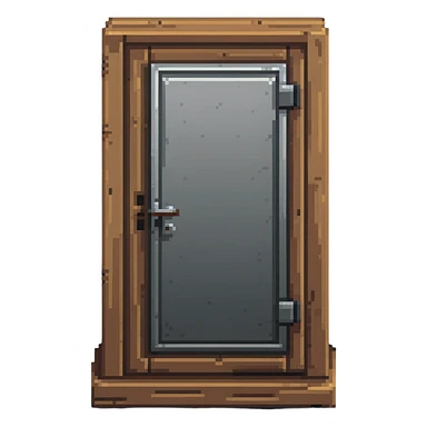 Wooden base with metal door from Rust game sticker