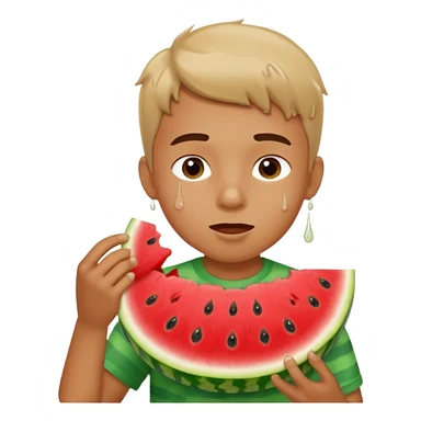 Boy eating watermelon  sticker
