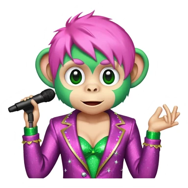 pink and green singer superstar monkey sticker