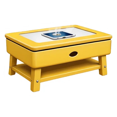 yellow coffe table, coffee on top
 sticker