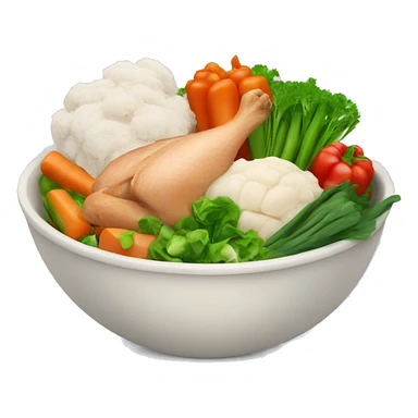 Bowl with vegetables and chicken sticker
