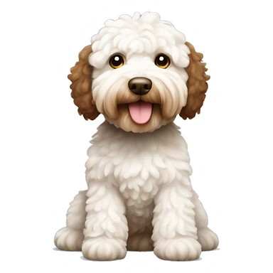 australian labradoodle white and brown , white face, brown body, you can see the full body sticker