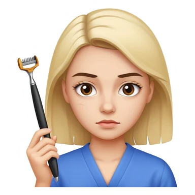 girl holdinng eyebrow razor sticker