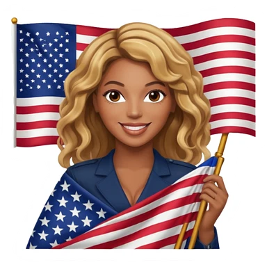 Beyonce with holding  american flag sticker