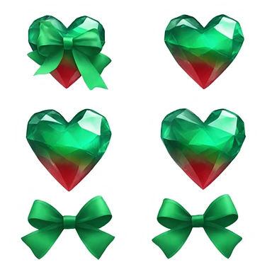crystal red heart wrapped in emerald bow sticker