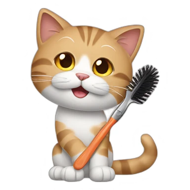 brushing cat sticker