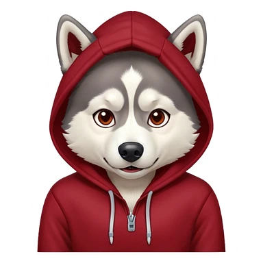 Husky wearing dark read hoodie sticker