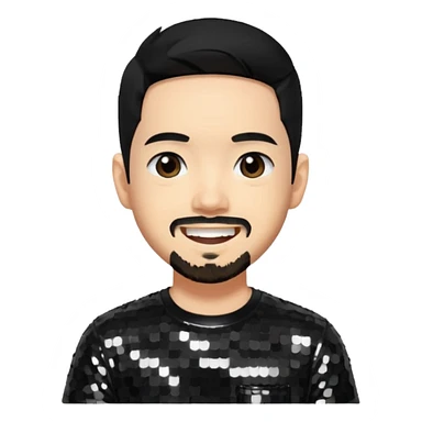 Mike Shinoda with black hair, black sequin shirt sticker