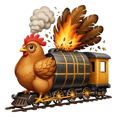 Chicken eating a train while exploding sticker