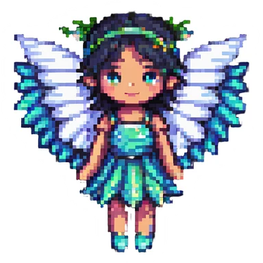 cute and magical pixel art fairy with wings sticker