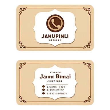 a business card with vintage design, brown and beige color scheme, classic and elegant sticker