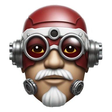 Red skin and white goatee male cyborg head with silver steampunk goggles sticker