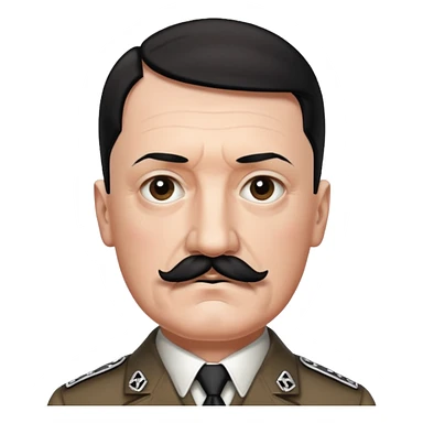 Je veux un emoji représentant adolf Hitler portant une moustache noir et carré rajoute son symbole  sticker