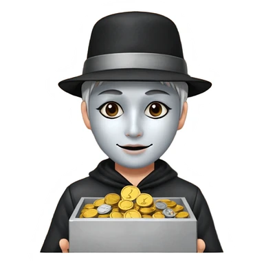 Living statue (silver paint),Street Performers,background street setup, with coins box sticker