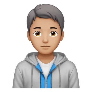 Create a handsome korean men with a white tshirt and a hoddy with ziper sticker