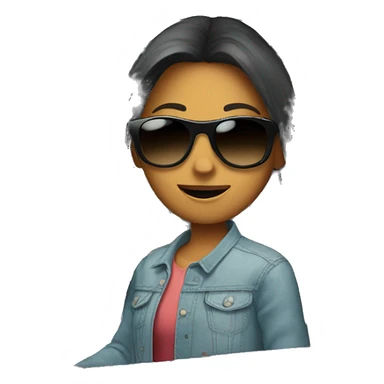 girl in car with sunglasses sticker