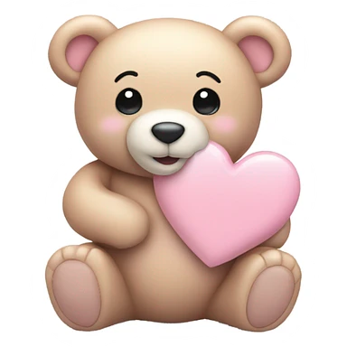 light pink teddy bear holding a heart smiling sticker