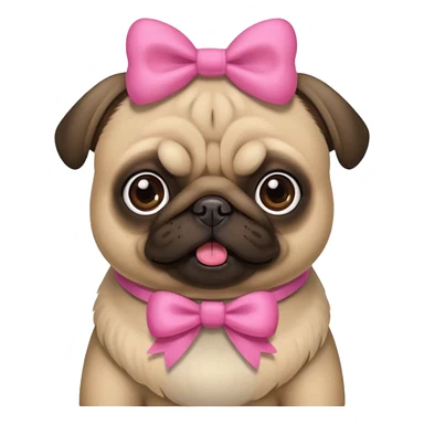 Pug fofo com láço rosa sticker