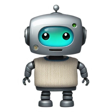Robot wearing a sweater sticker