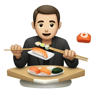 Man eating sushi sticker