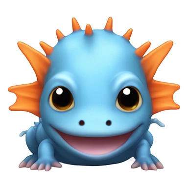 Blue axolotl with orange horns sticker