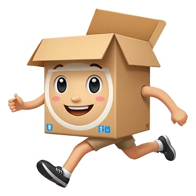 Make an picture of an cute box running to school sticker