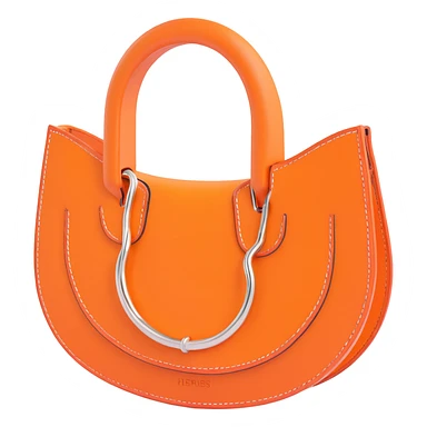 horseshoe, 3D, orange leather, embossed Hermès pattern, premium, no text sticker