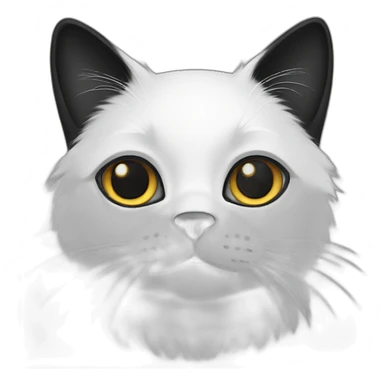 white cat with black ears and hair sticker