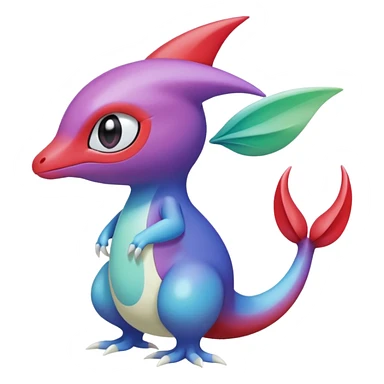 Purple-red-blue-white-gradients Meloetta-Larvitar-Axew-Grovyle-Pokémon-Fakémon-creature sticker