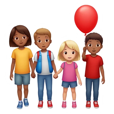 5 kids letting one ballon go sticker