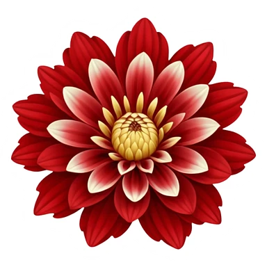 dahlia flower, red and white petals, no text sticker