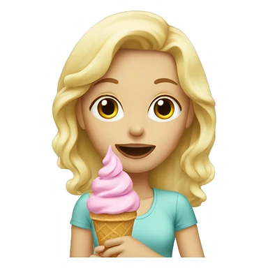 a blonde girl eating an ice cream  sticker