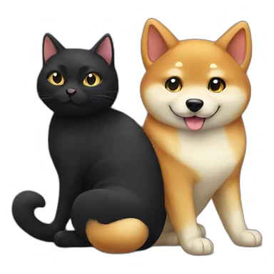 shibainu and black cat being-in-love sticker